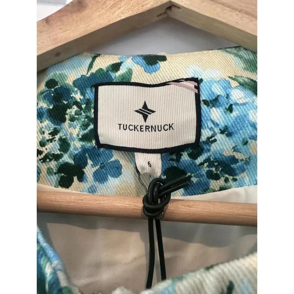 Tuckernuck Cream Top with Blue and Green Floral Print - Picture 5 of 6